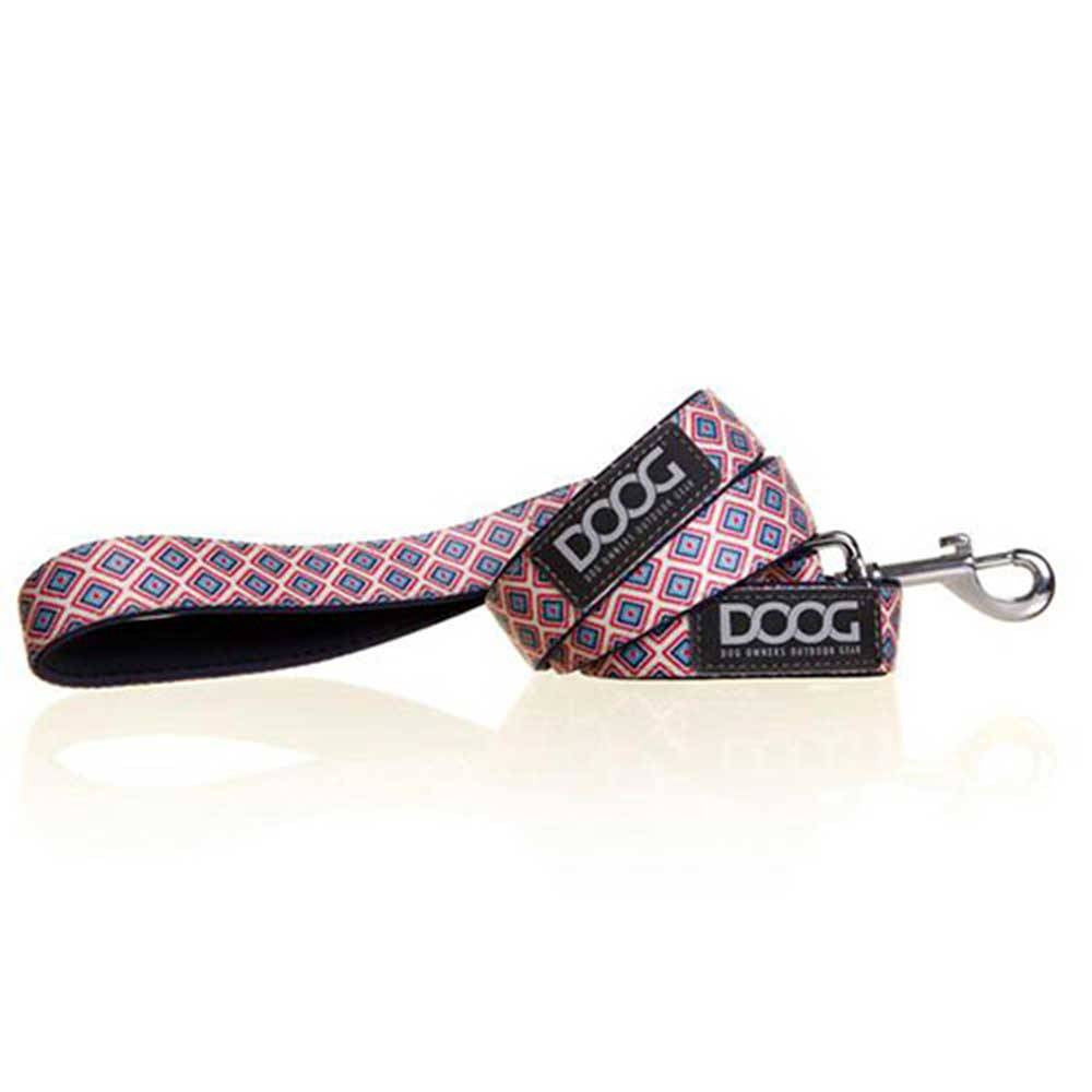 Doog Neoprene Dog Lead in navy, white, and red chevron pattern, showcasing its stylish design and soft neoprene material.