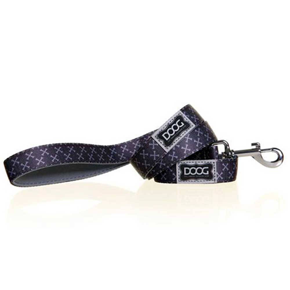 Doog Neoprene Dog Lead in grey with yellow clip, showcasing its soft texture and stylish design.