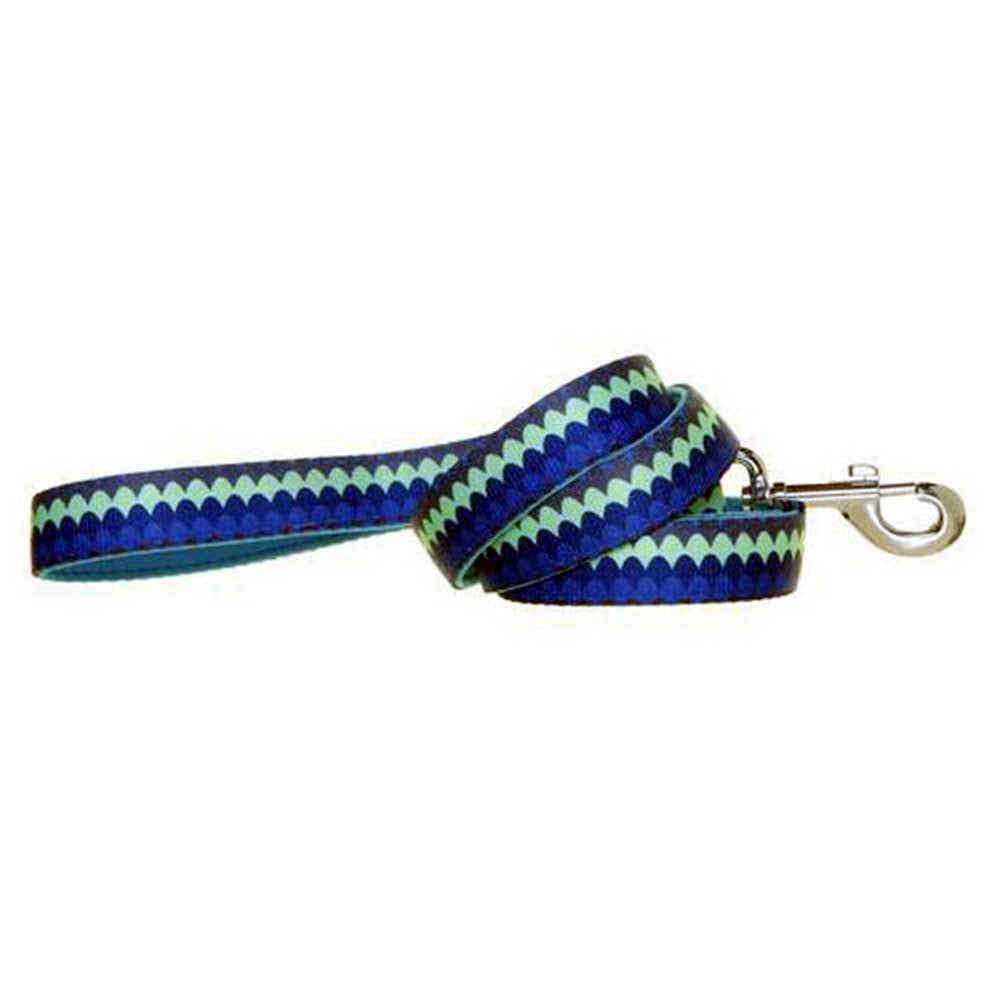 Doog Neoprene Dog Lead in Blue Waves design, showcasing its soft neoprene material and stylish pattern.