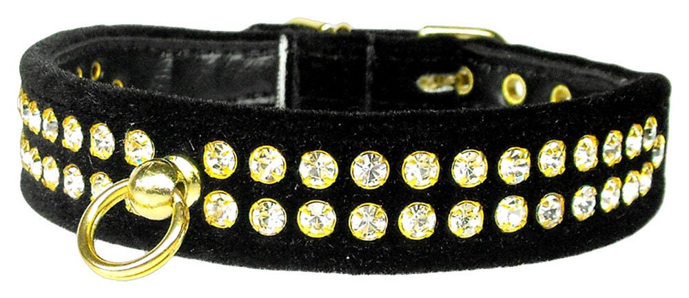 Elegant #72 Crystal Velvet Dog Collar with rhinestones, showcasing its tapered design and luxurious velvet material.