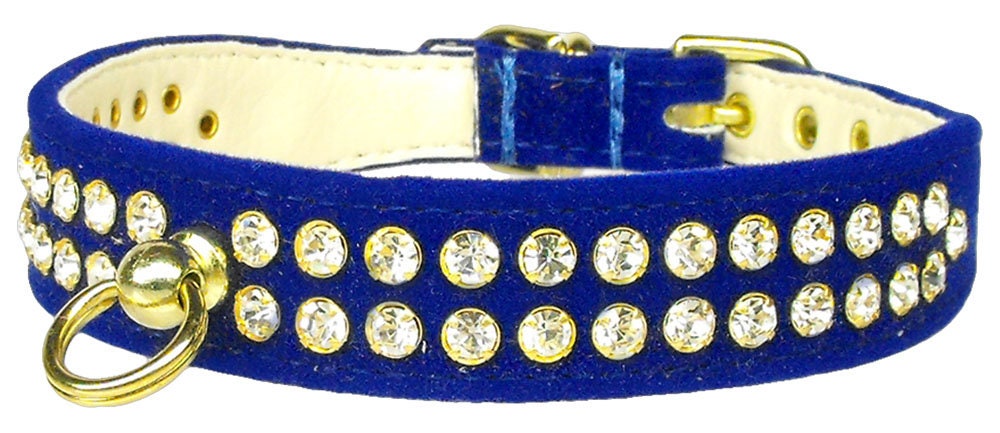 Elegant #72 Crystal Velvet Dog Collar with rhinestones, showcasing its tapered design and luxurious velvet material.