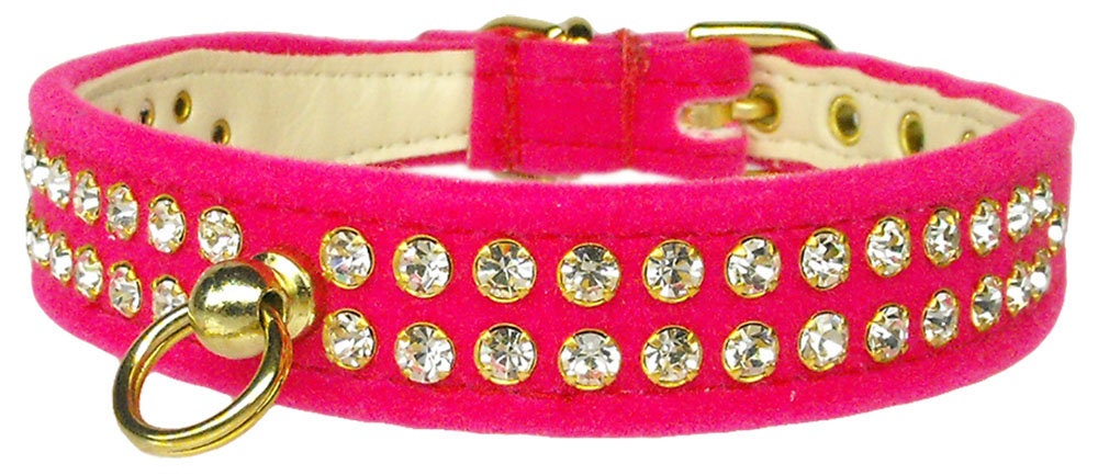 Elegant #72 Crystal Velvet Dog Collar with rhinestones, showcasing its tapered design and luxurious velvet material.