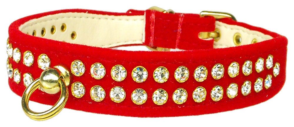 Elegant #72 Crystal Velvet Dog Collar with rhinestones, showcasing its tapered design and luxurious velvet material.