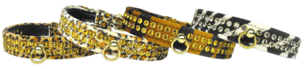 Animal Print Jungle King dog collar featuring rhinestones and a comfortable tapering design, perfect for stylish pets.