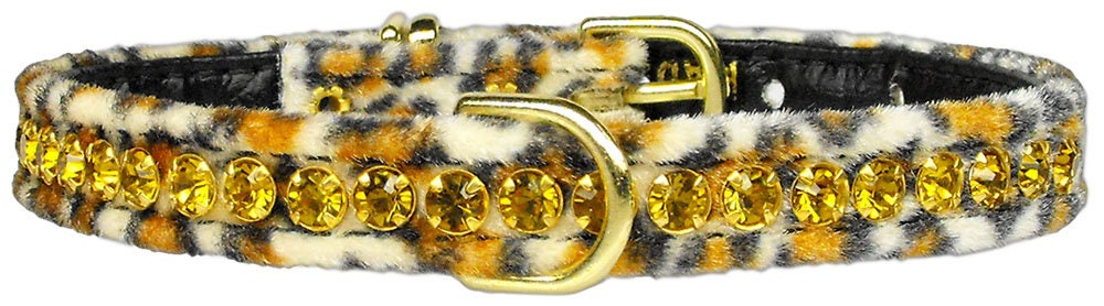 Animal Print Princess dog collar featuring rhinestones and a D-ring, designed for dogs and puppies.