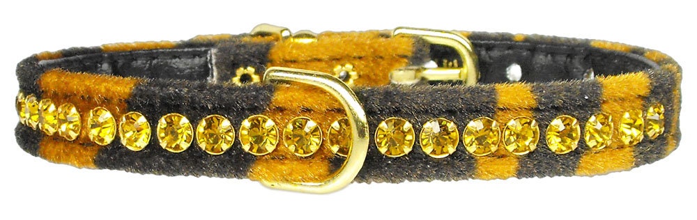 Animal Print Princess dog collar featuring rhinestones and a D-ring, designed for dogs and puppies.