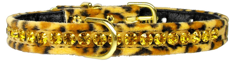 Animal Print Princess dog collar featuring rhinestones and a D-ring, designed for dogs and puppies.