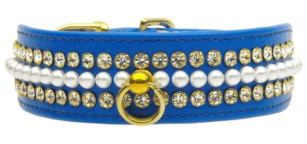 Mini Pearl & Jewel dog collar featuring rhinestones and pearls, elegantly designed for pets.