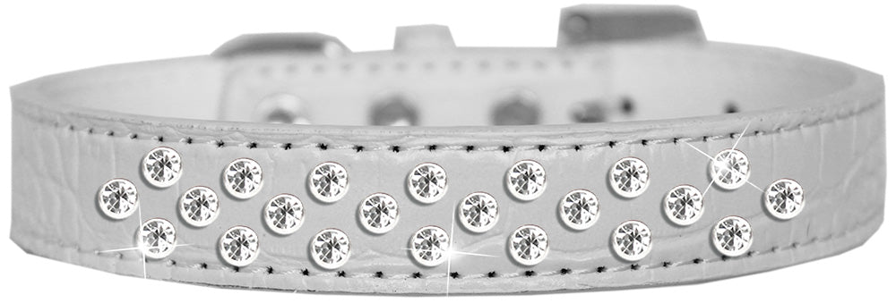 A stylish faux leather dog collar featuring a Sprinkles pattern with clear crystal rhinestones, designed for dogs and puppies.