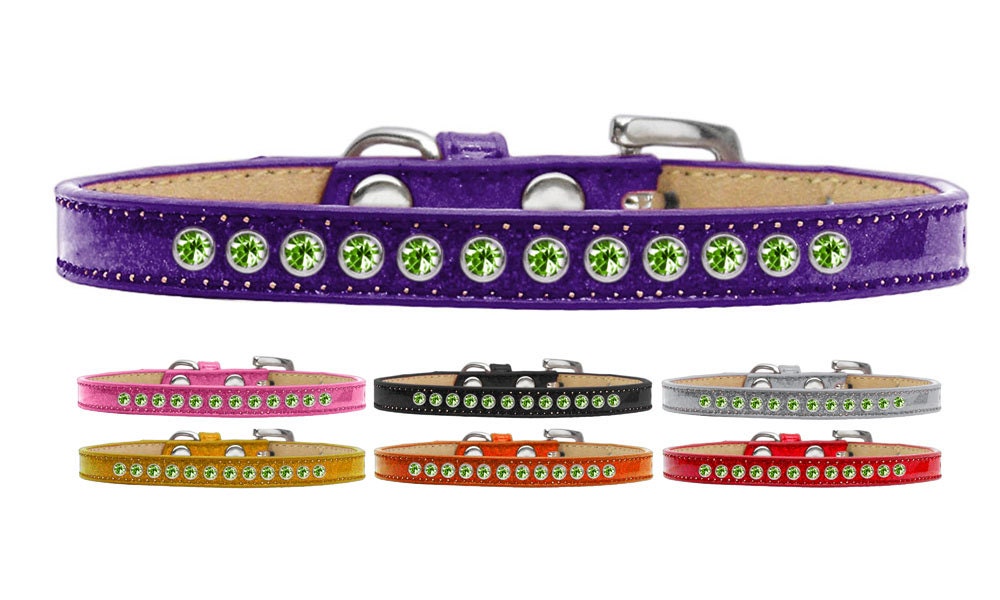 Lime Green Crystal Rimsets Ice Cream Collar for dogs, featuring sparkling lime green crystals on a soft glittery fabric.