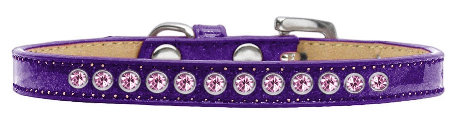 Elegant dog collar adorned with light pink crystals, designed for pets.