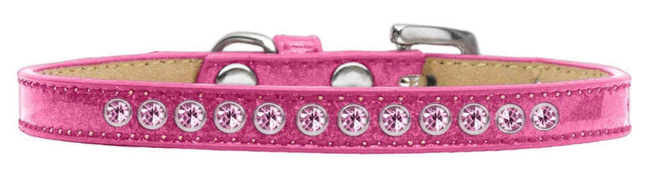 Elegant dog collar adorned with light pink crystals, designed for pets.