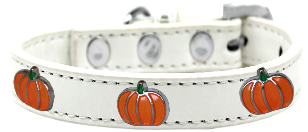 A stylish pumpkin-themed fashion collar for dogs, featuring metal widgets and a durable design, perfect for pets of all sizes.