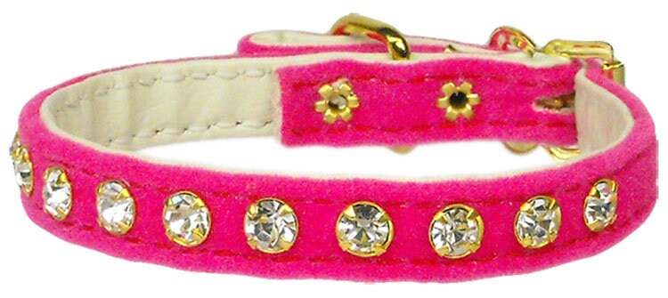 Elegant #10 Crystal Velvet dog collar with prong-set rhinestones, showcasing its luxurious velveteen material.