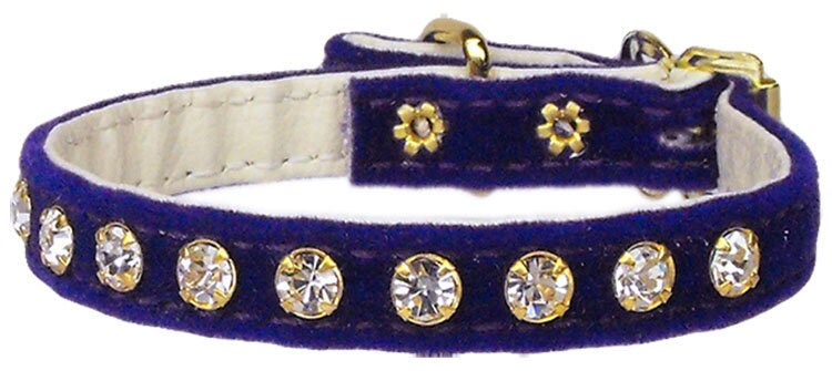 Elegant #10 Crystal Velvet dog collar with prong-set rhinestones, showcasing its luxurious velveteen material.