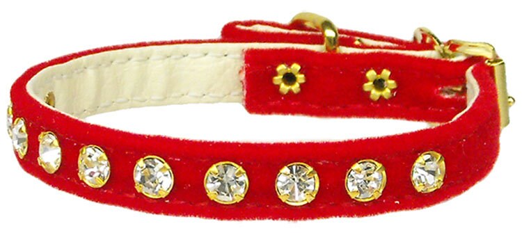 Elegant #10 Crystal Velvet dog collar with prong-set rhinestones, showcasing its luxurious velveteen material.