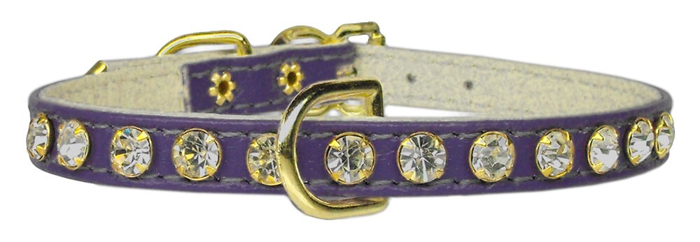 Elegant dog collar adorned with clear crystals, featuring a durable design and center D-Ring for leash attachment.