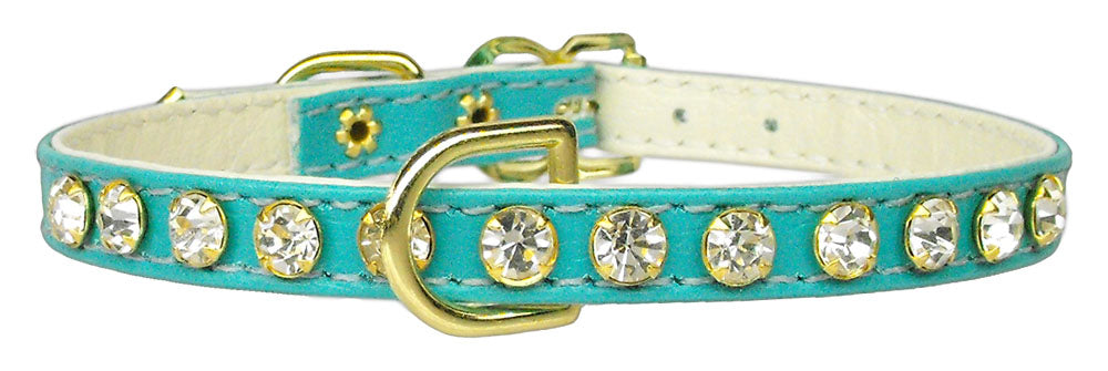 Elegant dog collar adorned with clear crystals, featuring a durable design and center D-Ring for leash attachment.