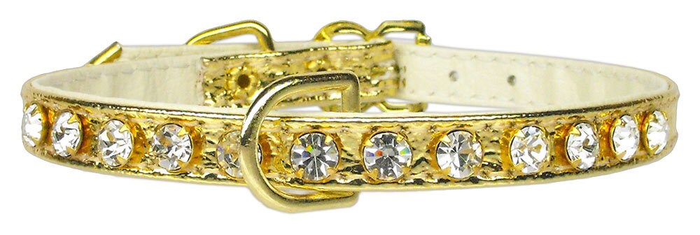 Elegant dog collar adorned with clear crystals, featuring a durable design and center D-Ring for leash attachment.
