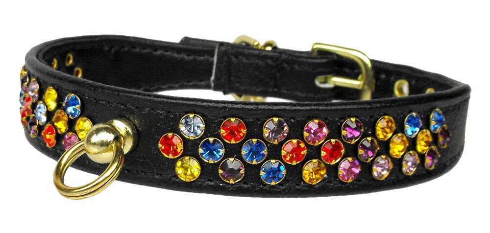 Colorful Confetti Dog Collar with mixed crystals and a comfortable design, perfect for pets.