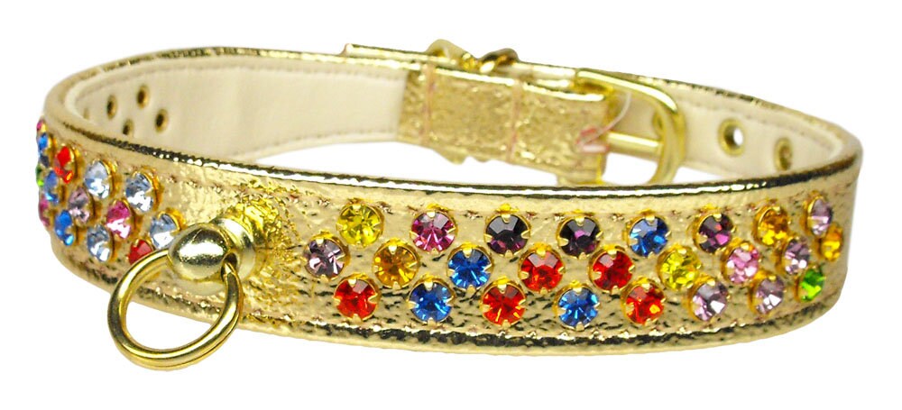 Colorful Confetti Dog Collar with mixed crystals and a comfortable design, perfect for pets.
