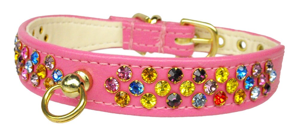 Colorful Confetti Dog Collar with mixed crystals and a comfortable design, perfect for pets.