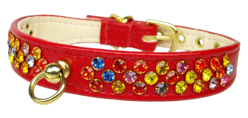 Colorful Confetti Dog Collar with mixed crystals and a comfortable design, perfect for pets.