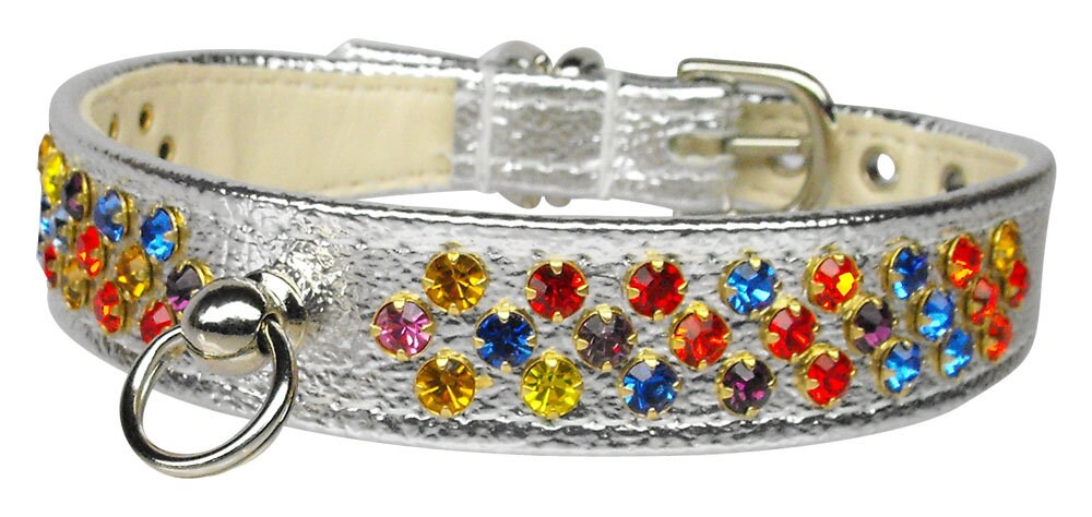 Colorful Confetti Dog Collar with mixed crystals and a comfortable design, perfect for pets.
