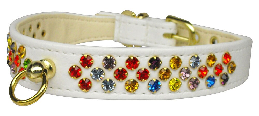 Colorful Confetti Dog Collar with mixed crystals and a comfortable design, perfect for pets.