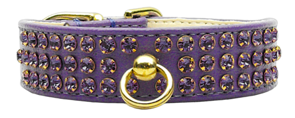 Manhattan Rhinestone Dog Collar featuring sparkling rhinestones and a center post for ID tag attachment, available in various sizes and colors.