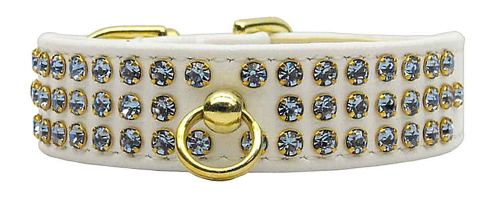 Manhattan Rhinestone Dog Collar featuring sparkling rhinestones and a center post for ID tag attachment, available in various sizes and colors.