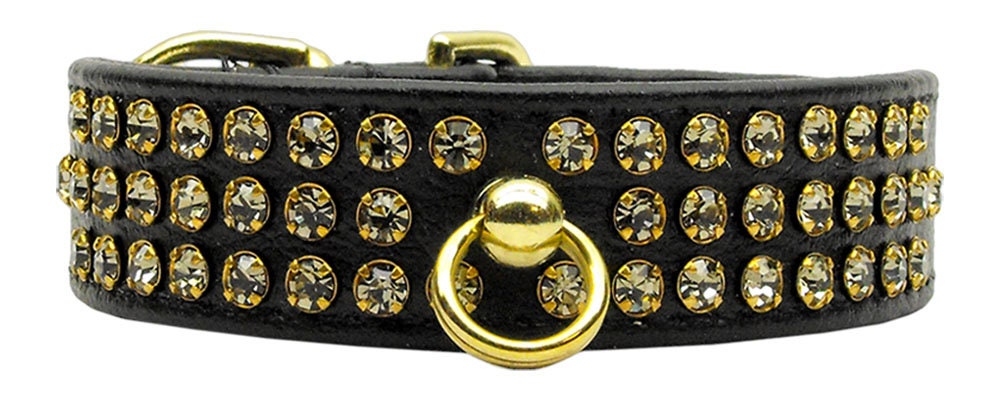 Manhattan Rhinestone Dog Collar featuring sparkling rhinestones and a center post for ID tag attachment, available in various sizes and colors.