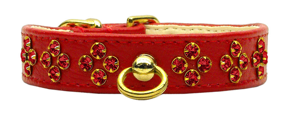 Tiara Rhinestone Dog Collar featuring sparkling rhinestones and a center post for ID tag attachment, available in various sizes and colors.