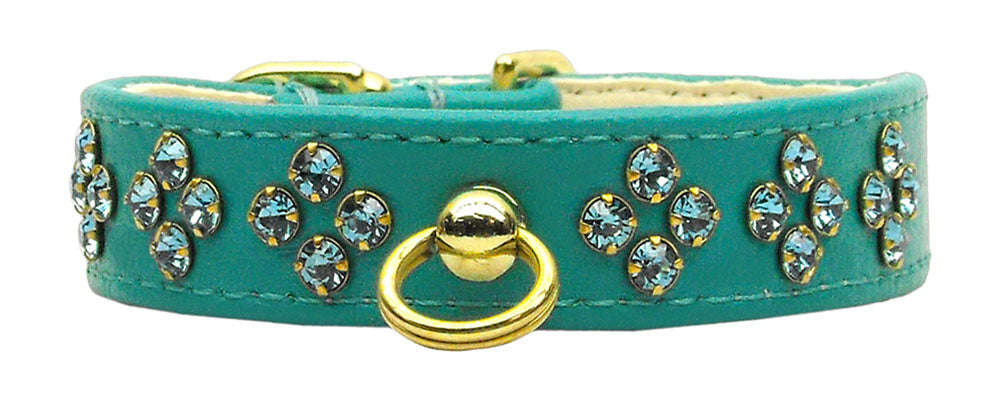 Tiara Rhinestone Dog Collar featuring sparkling rhinestones and a center post for ID tag attachment, available in various sizes and colors.