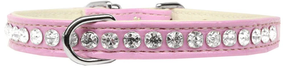 Beverly Style Designer Croc Collar for dogs, featuring faux leather and sparkling crystal embellishments in various colors.