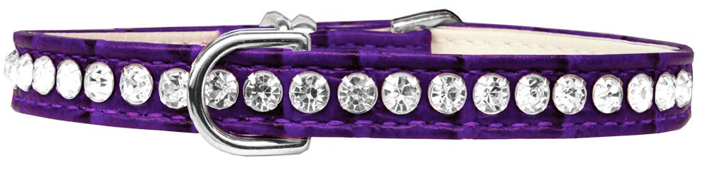 Beverly Style Designer Croc Collar for dogs, featuring faux leather and sparkling crystal embellishments in various colors.