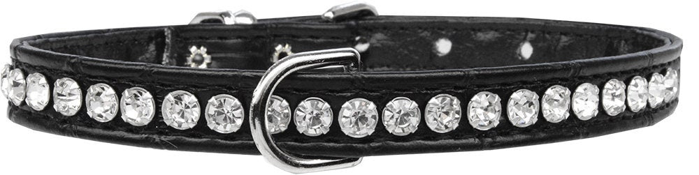 Beverly Style Designer Croc Collar for dogs, featuring faux leather and sparkling crystal embellishments in various colors.