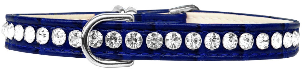 Beverly Style Designer Croc Collar for dogs, featuring faux leather and sparkling crystal embellishments in various colors.