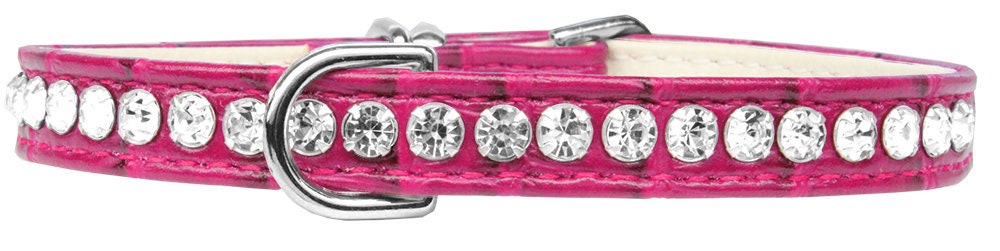 Beverly Style Designer Croc Collar for dogs, featuring faux leather and sparkling crystal embellishments in various colors.