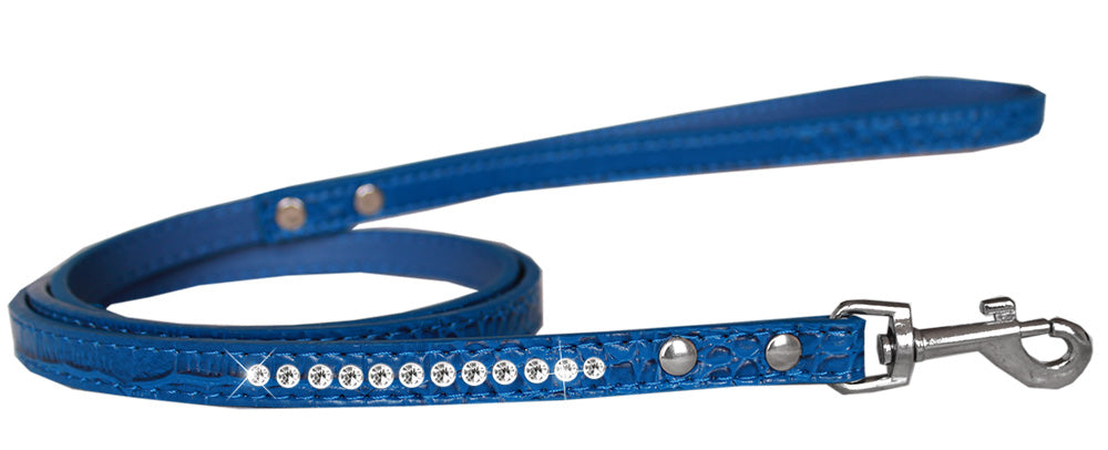 A stylish dog leash made of faux croc material with a row of clear crystals, perfect for pets.