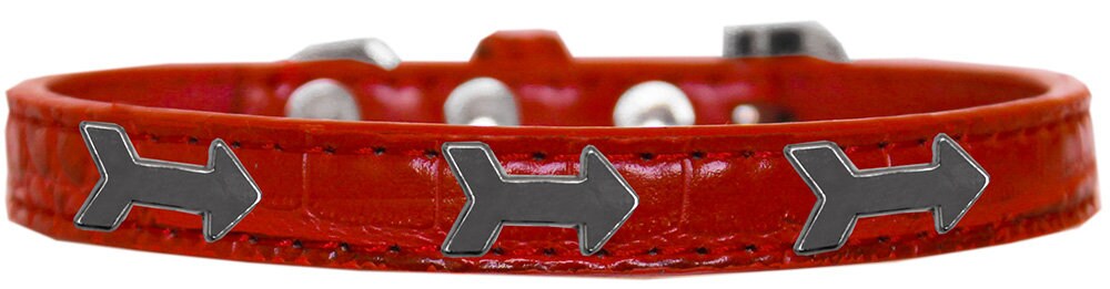 Designer Croc Widget Collar for dogs featuring an elegant arrow design, available in various sizes with colorful widgets.