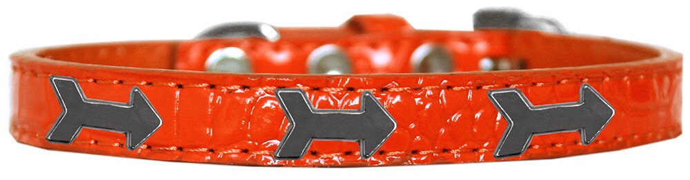Designer Croc Widget Collar for dogs featuring an elegant arrow design, available in various sizes with colorful widgets.