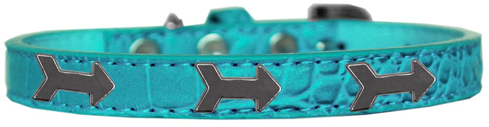 Designer Croc Widget Collar for dogs featuring an elegant arrow design, available in various sizes with colorful widgets.