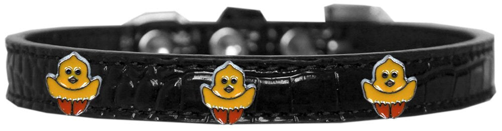 Chickadee Designer Croc Widget Collar featuring crystal hearts on a faux leather strap, showcasing elegance and style for pets.