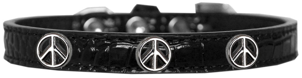 Designer Croc Widget Collar for dogs featuring a peace sign design, showcasing its stylish faux crocodile texture.