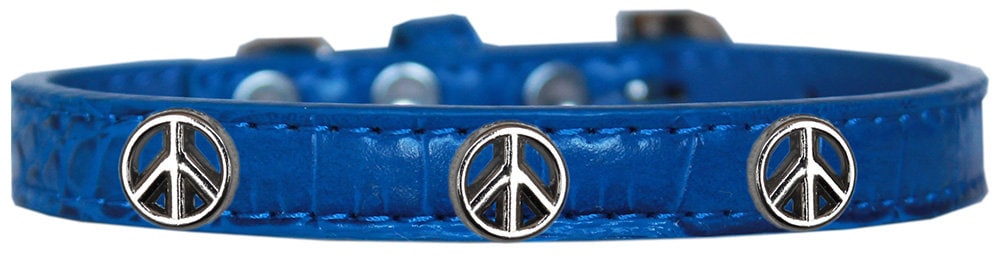 Designer Croc Widget Collar for dogs featuring a peace sign design, showcasing its stylish faux crocodile texture.