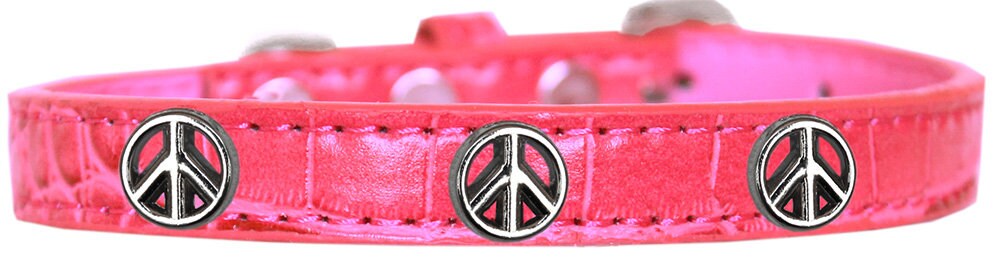 Designer Croc Widget Collar for dogs featuring a peace sign design, showcasing its stylish faux crocodile texture.