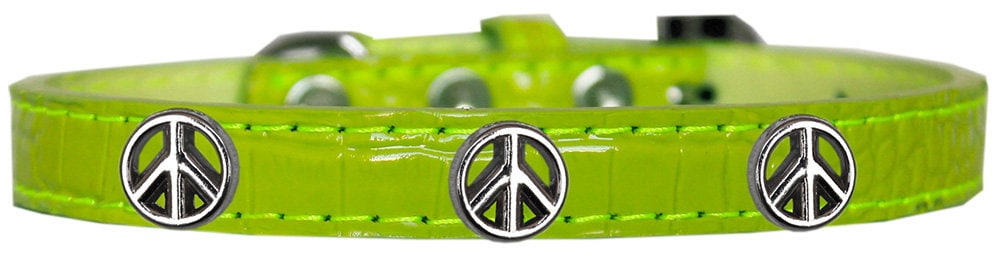 Designer Croc Widget Collar for dogs featuring a peace sign design, showcasing its stylish faux crocodile texture.