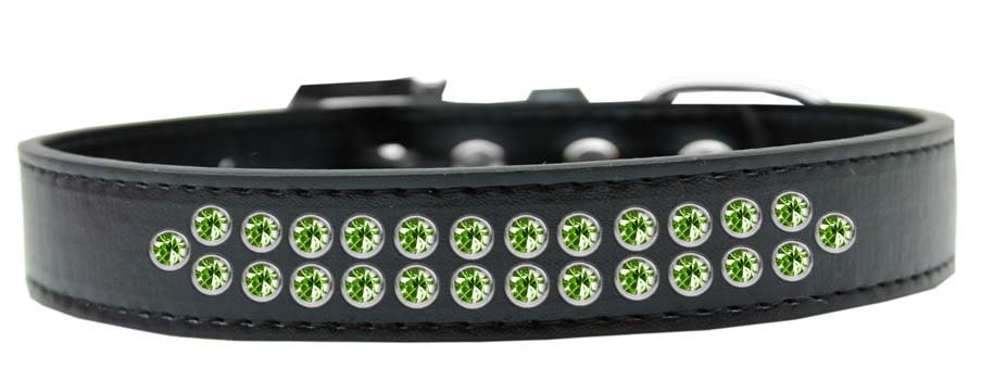 Stylish lime green crystal dog collar with faux leather and crystal buckle, designed for pets.