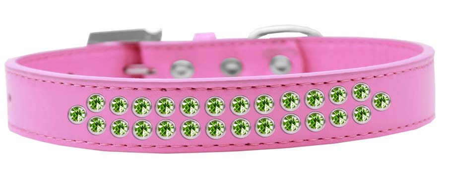 Stylish lime green crystal dog collar with faux leather and crystal buckle, designed for pets.